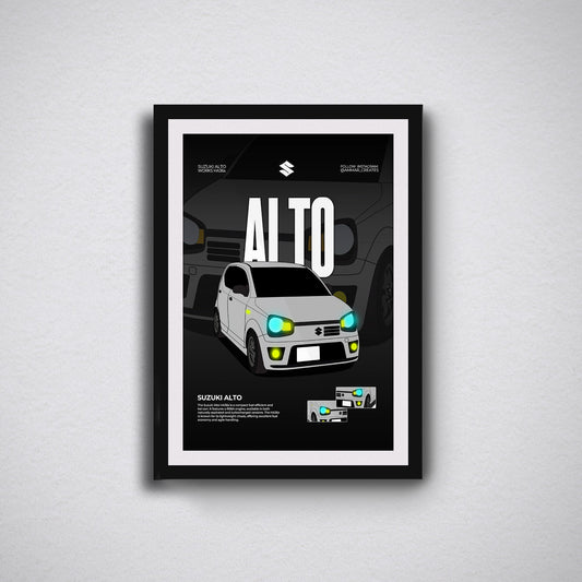 JDM Compact Car Art: Suzuki Alto Framed Poster.