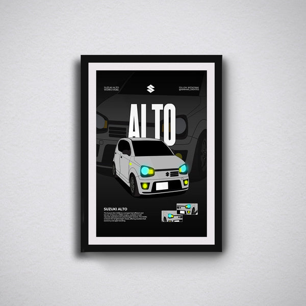 JDM Compact Car Art: Suzuki Alto Framed Poster.